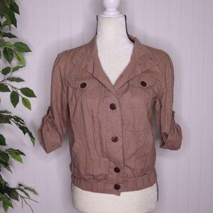 Anthropologie Mine Button Front Top Short Sleeve